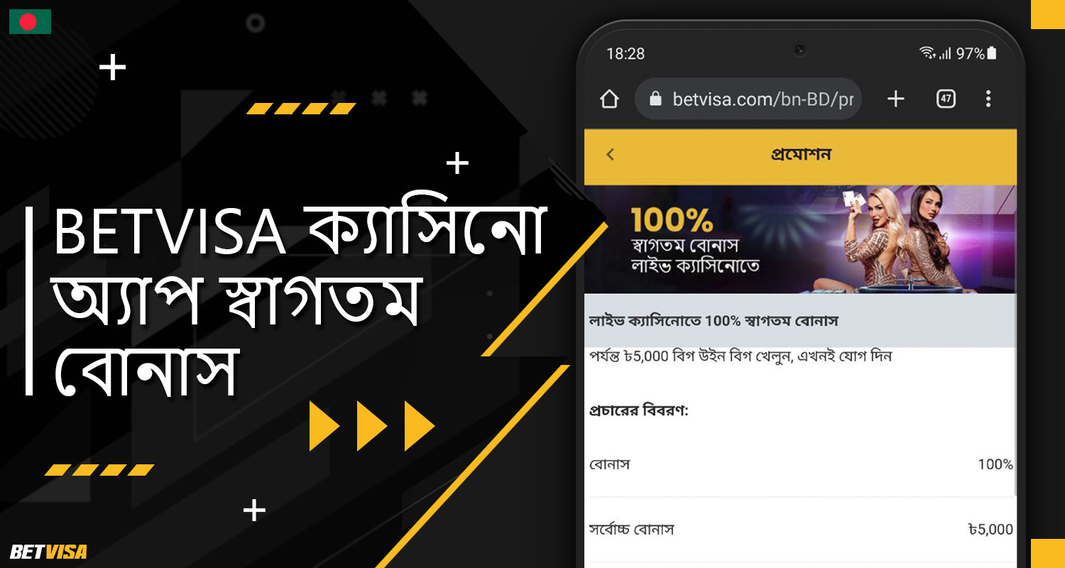BеtVіsа ক্যাসিনো অ্যাপের স্বাগত বোনাসের বিস্তারিত বর্ণনা বাংলাদেশ থেকে খেলোয়াড়দের জন্য