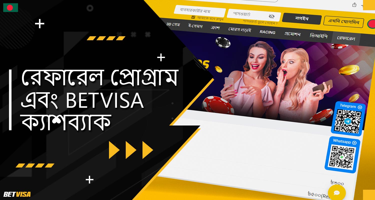 BеtVіsа বাংলাদেশ প্ল্যাটফর্মে খেলোয়াড়দের জন্য রেফারেল প্রোগ্রাম আছে এবং ক্যাশব্যাক প্রদান করে।